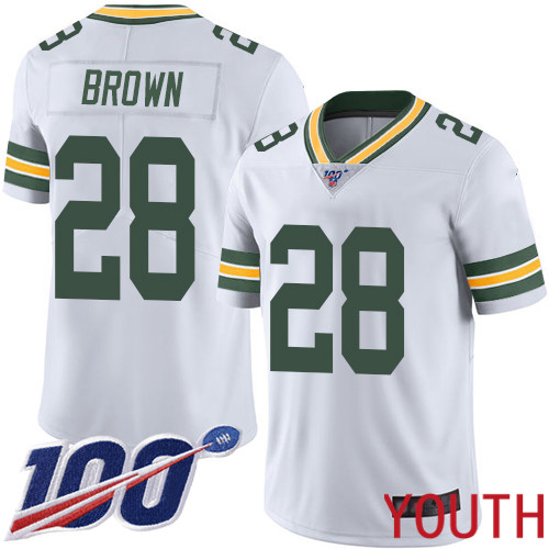 Green Bay Packers Limited White Youth #28 Brown Tony Road Jersey Nike NFL 100th Season Vapor Untouchable